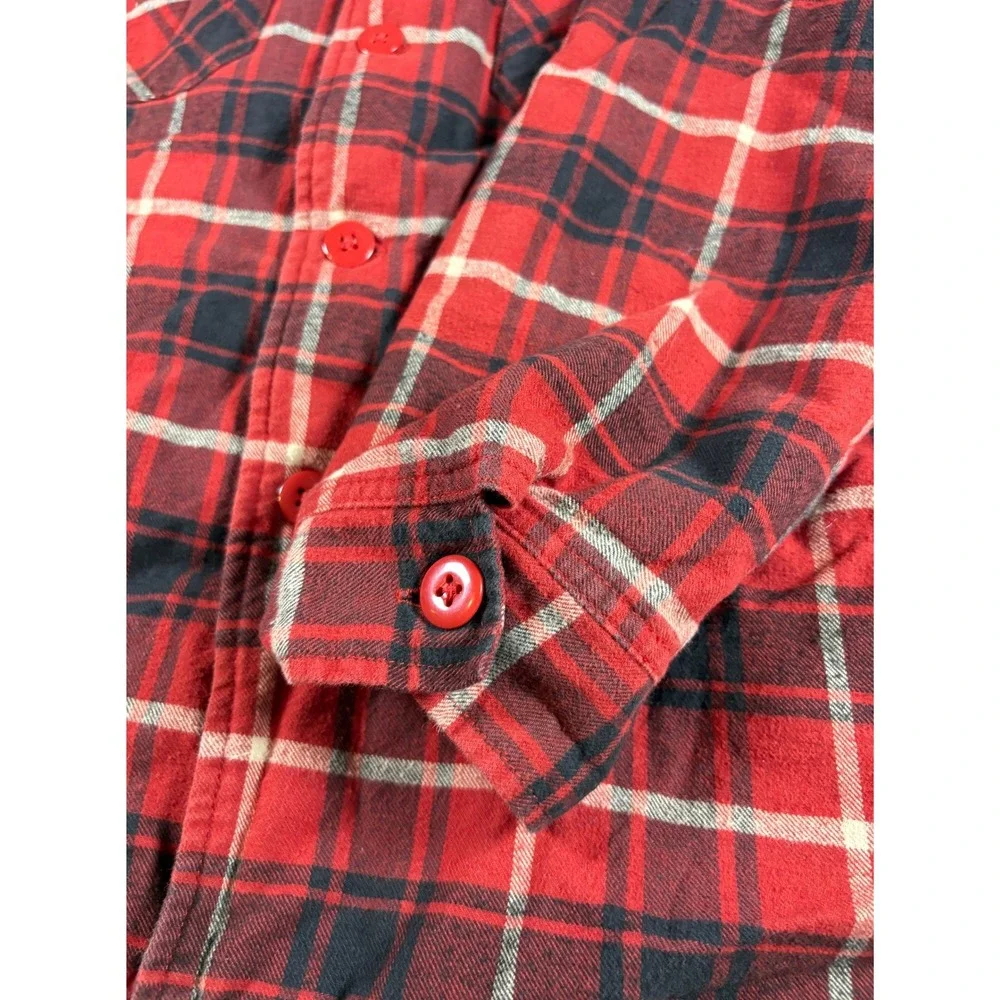 Levis Red Tab Men Medium Quilted Flannel Shirt Jacket Red Black Plaid 61020-7001